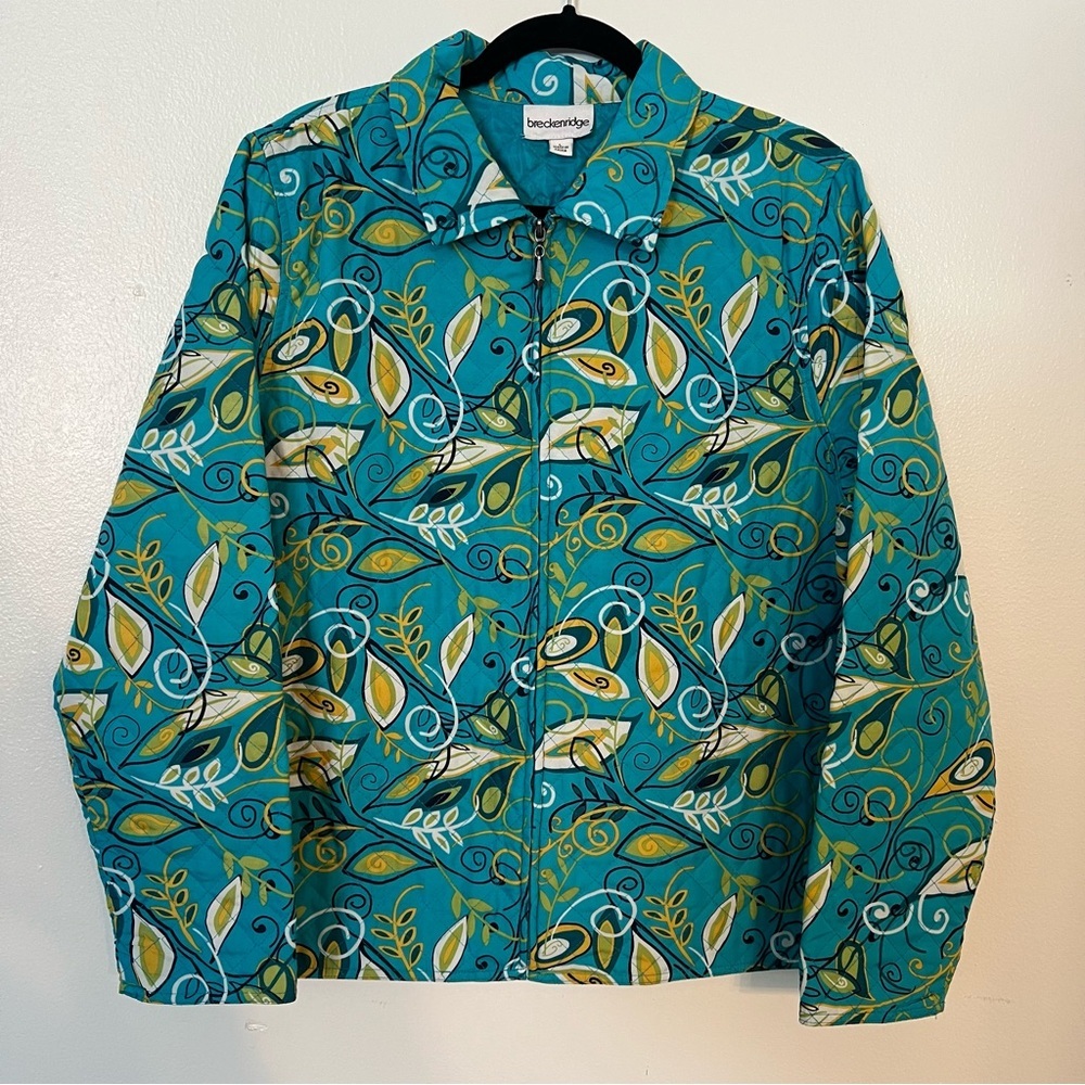 Breckenridge Blue Paisley Zip Up Jacket L